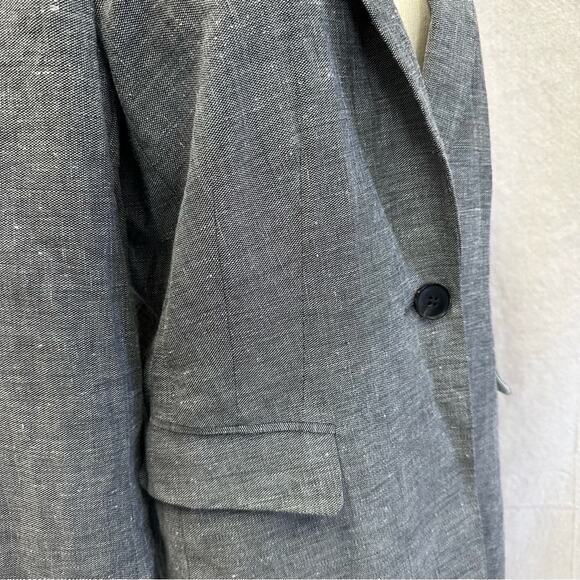 Lafayette 148 NY wool & linen black and white tweed single button blazer size 10 - Picture 8 of 15